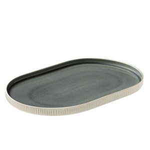 Platou oval 30cm cu relief linia Nara Gray