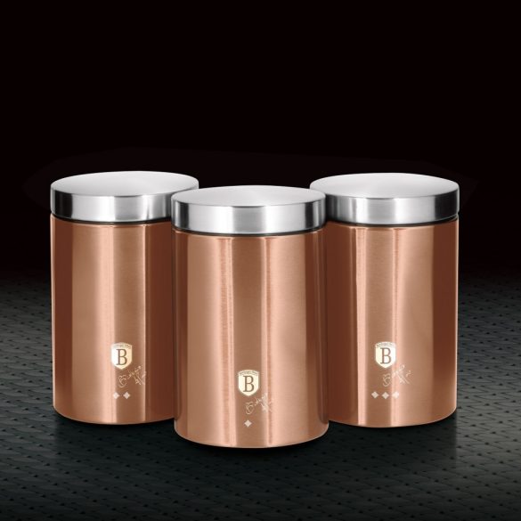 Set 3 recipiente depozitare inox Rose Gold